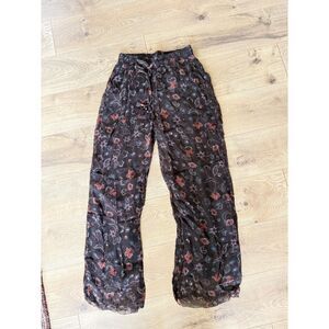 SUNDANCE L Misha Wide Leg Flowy pant boho lagenlook Floral Printed wide leg